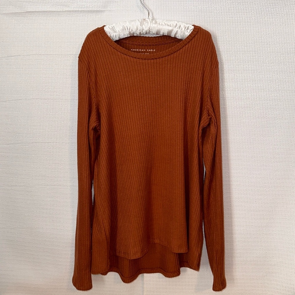 AMERICAN EAGLE Womens Plush Long Sleeve Orange Blouse Size S - Picture 1 of 4